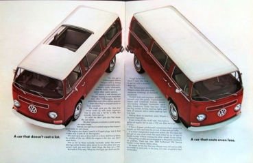 Volkswagen T2 Transporter Modellprogramm 1968 "The car that comes in a box" Automobilprospekt (0212)
